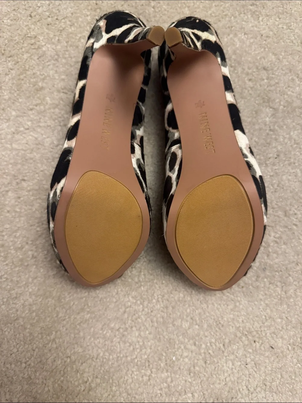 Nine West Leopard Peep-Toe Pumps - Black & Cream